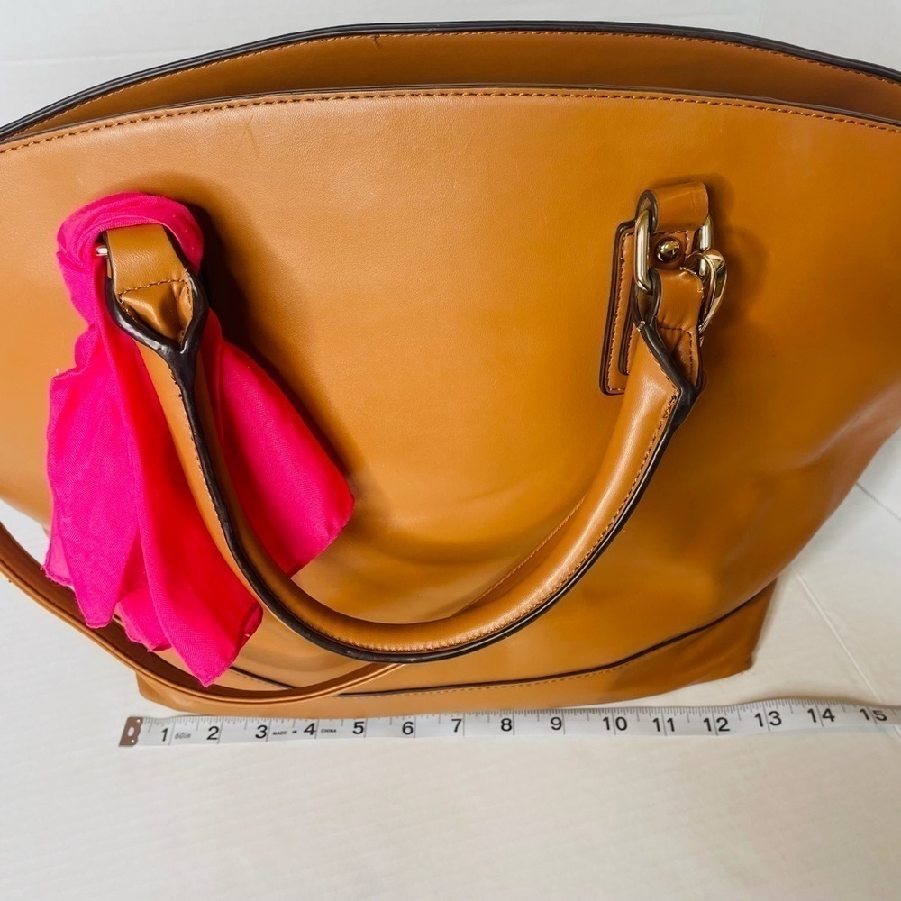 JUSTFAB Martin Tan Faux Leather Tote Bag Purse - Picture 11 of 14